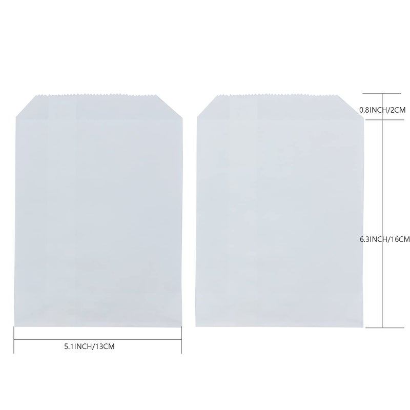Amsthow Glassine Cookies Bags 5.12 x 6.3-inch Wax Paper Flat Treat White Paper Bags for Cookies, Pastries, Candies (100Pcs White) - Image 2